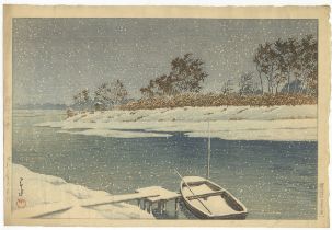Hasui, Snow, Original Japanese Woodblock Print