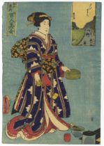 Toyokuni III Utagawa, Beauties in Edo, Original Japanese Woodblock Print
