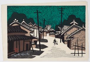 Kiyoshi Saito, Village, Original Japanese Woodblock Print