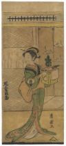 Kiyotsune Torii, Actor Onoe Tamizo, Original Japanese Woodblock Print