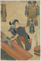 Toyokuni III, Fashionable Beauties, Original Japanese Woodblock Print