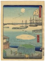 Hiroshige II, Edo, Autmun, Original Japanese Woodblock Print