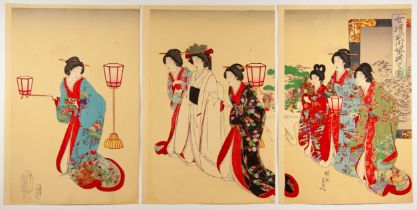 Chikanobu Yoshu, Wedding Etiquette, Original Japanese Woodblock Print