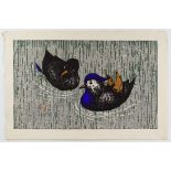 Kaoru Kawano, Mandarin Ducks, Original Japanese Woodblock Print