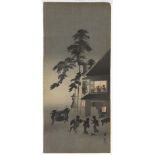 Shoun Yamamoto, Tavern, Original Japanese Woodblock Print