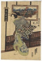 Eisen Keisai, Beauties and Restaurants, Original Japanese Woodblock Print