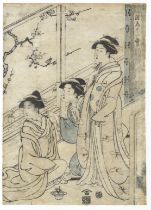 Eishi Chobunsai, Nightingale, Original Japanese Woodblock Print