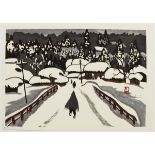 Kiyoshi Saito, Snow, Original Japanese Woodblock Print