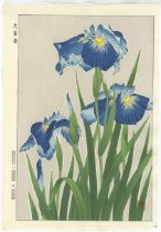 Shodo Kawarazaki, Irises, Original Japanese Woodblock Print