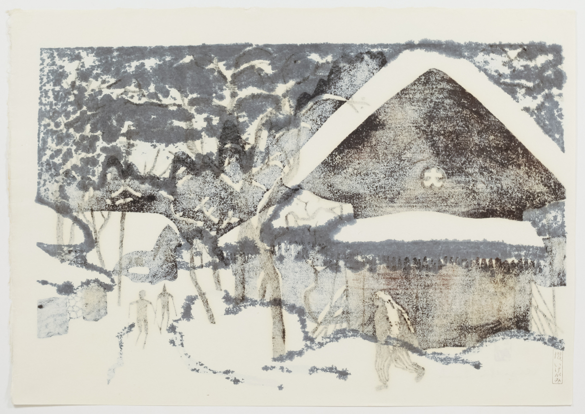 Kiyoshi Saito, Snow, Original Japanese Woodblock Print - Image 2 of 2