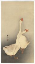 Koson Ohara, Chinese Geese, Original Japanese Woodblock Print