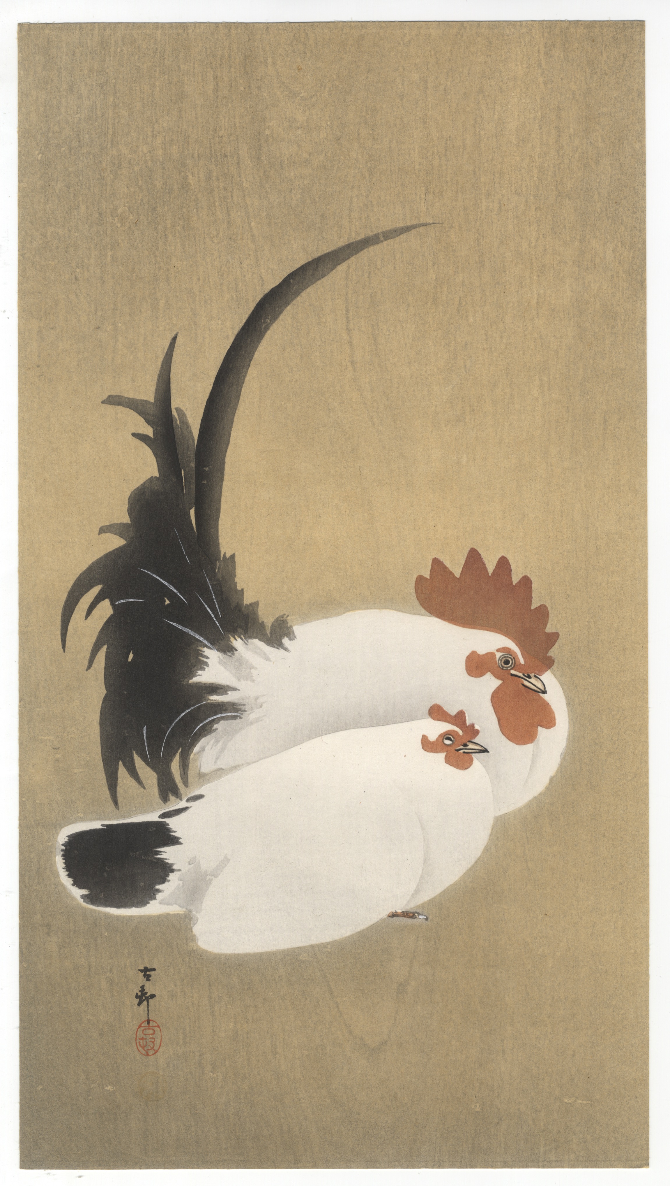 Koson, Rooster, Bird, Original Japanese Woodblock Print