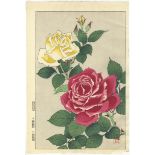 Shodo Kawarazaki, Rose, Original Japanese Woodblock Print