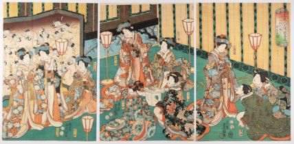 Toyokuni III, Eight Princesses, Original Japanese Woodblock Print