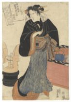 Kunisada I, Beauty Wanna-be Actor, Original Japanese Woodblock Print