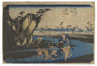 Hiroshige, Okitsu, Original Japanese Woodblock Print