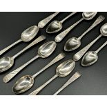 Set of Six George III silver bright cut teaspoons, maker Solomon Hougham, London 1815, with a