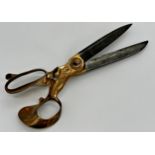 T Wilkinson and Sons of Sheffield brass and steel upholsterer's scissors, 35cm long