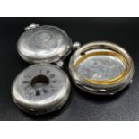 Three silver pocket watch cases, 144g (af)