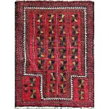 Bokhara prayer rug, red ground, 135 x 80cm