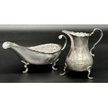 Georgian style baluster with club feet, with a Georgian style sauce boat, 7oz approx