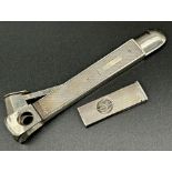 Two engine turned silver cigar cutters, 15 & 5.5cm long