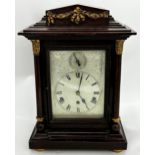 20th century architectural musical bracket clock, three train silvered dial with secondary Chime