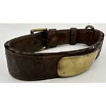 Antique leather dog collar with blank brass plaque