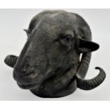 Good quality cast bronze rams head wall mount, 21cm wide