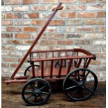 Vintage painted dog cart, 87cm long not including handle