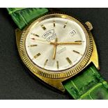 Vintage gents Corvette Automatic gold plated gents wristwatch, 38mm case with fluted bezel,