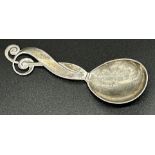 Danish silver caddy spoon by Johannes Siggaard, 10cm long