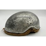 Early French aluminium suede lined riding helmet, by Ba-Dei, the interior label inscribed Bahon-