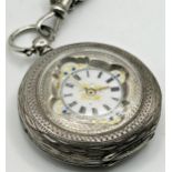 Antique '935' silver fob watch for the Turkish market, 35mm case, jewelled enamel dial, converted to