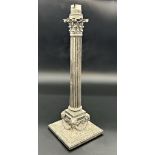 Good quality Elkington and co silver plated corrinthian column table lamp, in the Adam style, 34cm