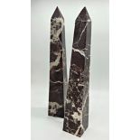 Good large pair of Italian red marble (Rosso Levanto) obelisks, 63cm high