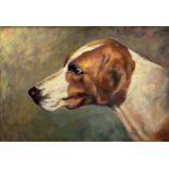 Early 20th century school - bust portrait of a foxhound, indistinctly signed and inscribed verso,