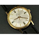 Vintage gents Enicar manual wind gold plated wristwatch, 35mm case, champagne pie-pan dial, Arabic