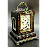 19th century Henry Marc of Paris boulle work ebonised shelf clock, lancet case, twin train enamel