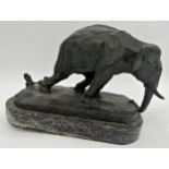 E M Alexander (19th/20th Century) - tethered elephant, signed and dated 1926, bronze sculpture on