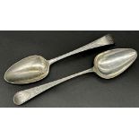 Georgian provincial silver bright cut table spoon, maker Richard Ferris, Exeter 1800, with a