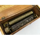 Antique Swiss walnut cased music box, 37cm long,