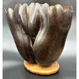 Good coco de mere nut converted into a twin vessel vase, 31 x 11cm