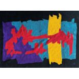 Ann Upton (1941-2017) - hand made tufted wool, in a colourful abstract design, signed AU on front,