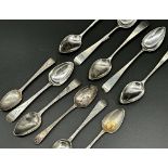 Set of five Georgian provincial silver old English teaspoons, maker Thomas Watson, Newcastle (no
