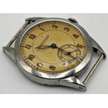 Late 1930s Jaeger Le-Coultre stainless steel gents military watch, 31mm case, champagne sector