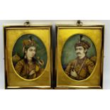 19th century Moghul school - pair of bust portraits, one inscribed verso 'Amir Jahan then of Jeham',