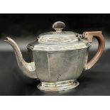 Art Deco silver faceted teapot, marker William Neale, Birmingham 1938. 27cm long, 18.5oz approx