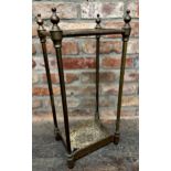 Victorian brass and cast iron six divisional stick stand, 64cm high x 30cm wide x 25cm deep