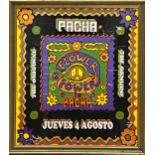 Vintage 1994 Pacha 'Flower Power' Ibiza club poster, 50 x 44cm, framed